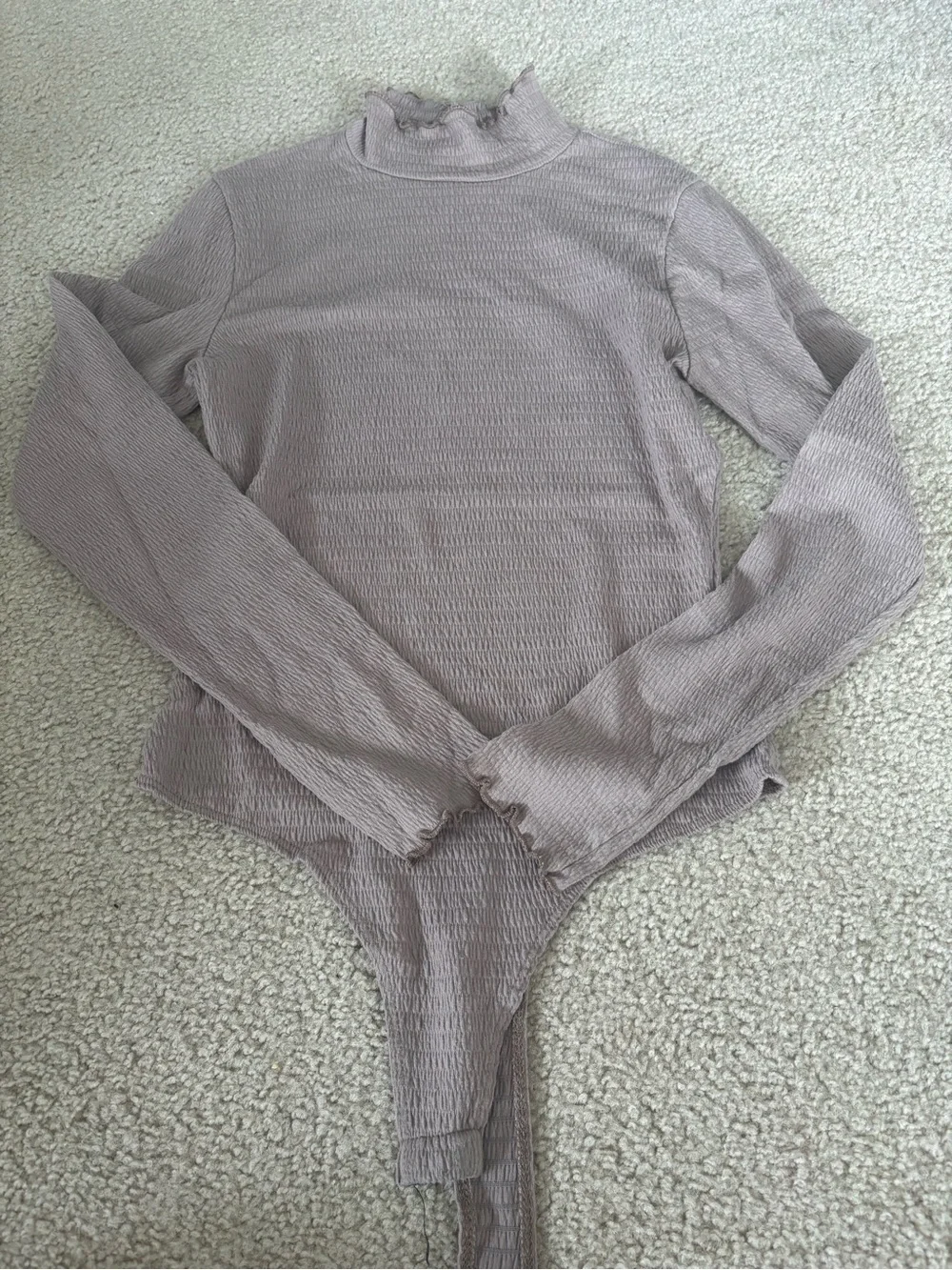 Ribbed Mock Neck Long-Sleeve Bodysuit - Mauve